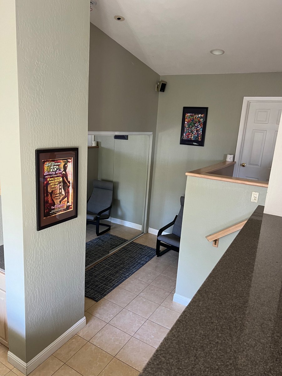 Large double closet with built in dresser and tons of storage and lots of hanging space
