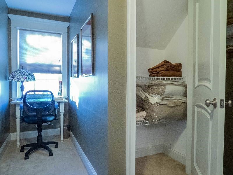 Suite desk, linen closet