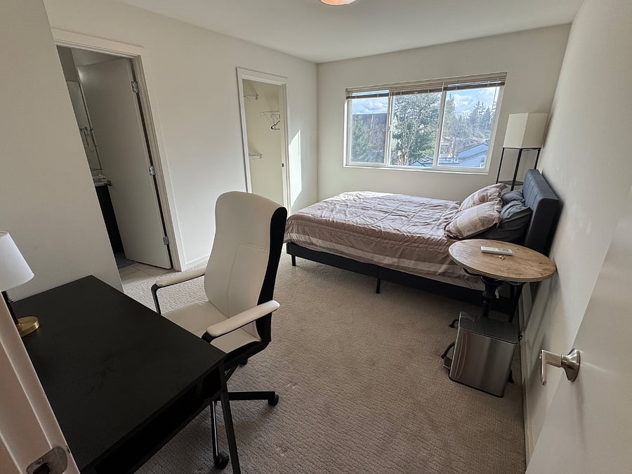 Room #4: Master bedroom with desk, AC unit, private bath & walk in closet (third floor)