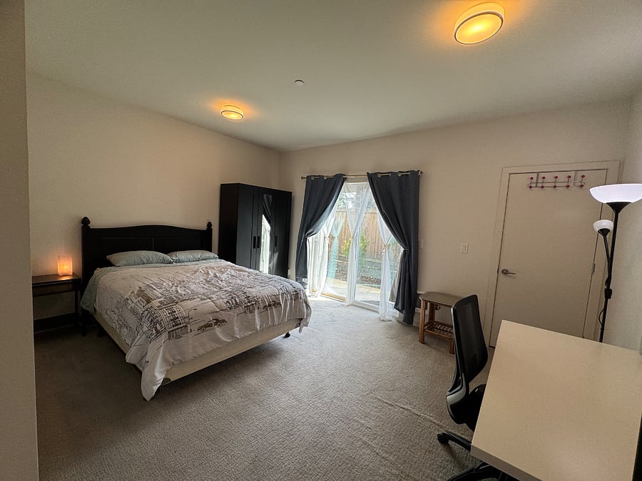 Room #1: Large private bedroom w/ work desk, adjacent bath & small backyard (pet friendly room, first floor)