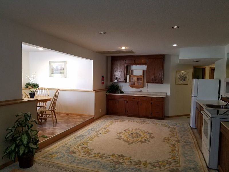 Kitchen and eating nook area from the living room