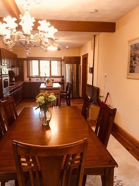 Chef's kitchen and dining area