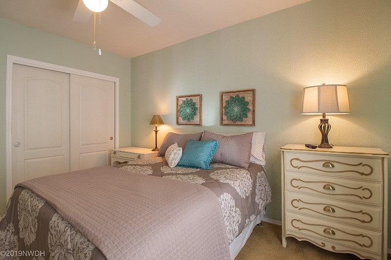 Light, calming contemporary decor in your private bedroom