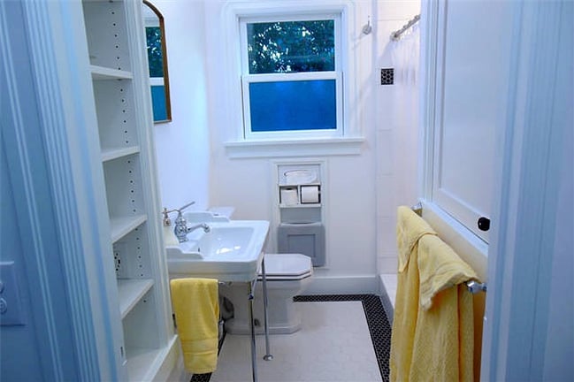 Your private newly remodeled bathroom. Notice all the built in shelves for your toiletries.