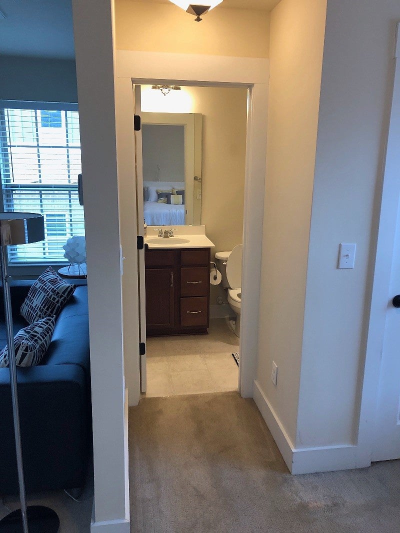 Looking into the bathroom