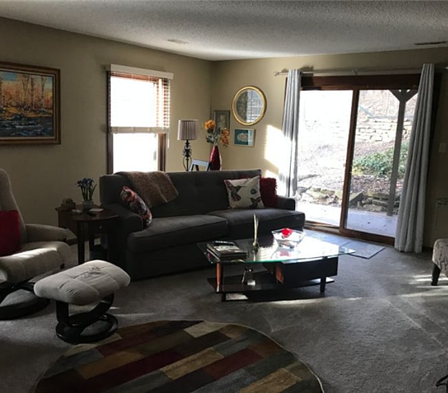 Living room, walk out to backyard