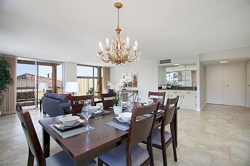 Dining area, wet bar, living room
