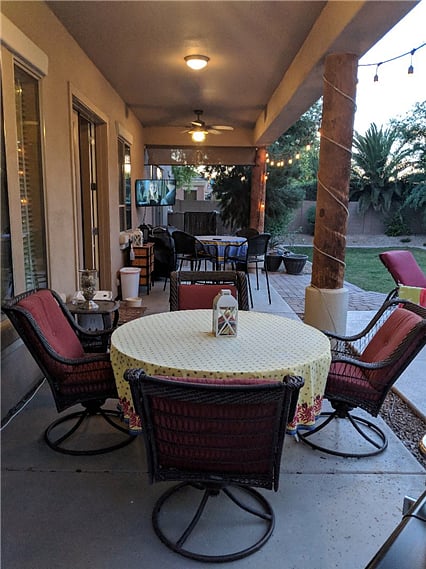 Covered Patio with mounted TV/cable access