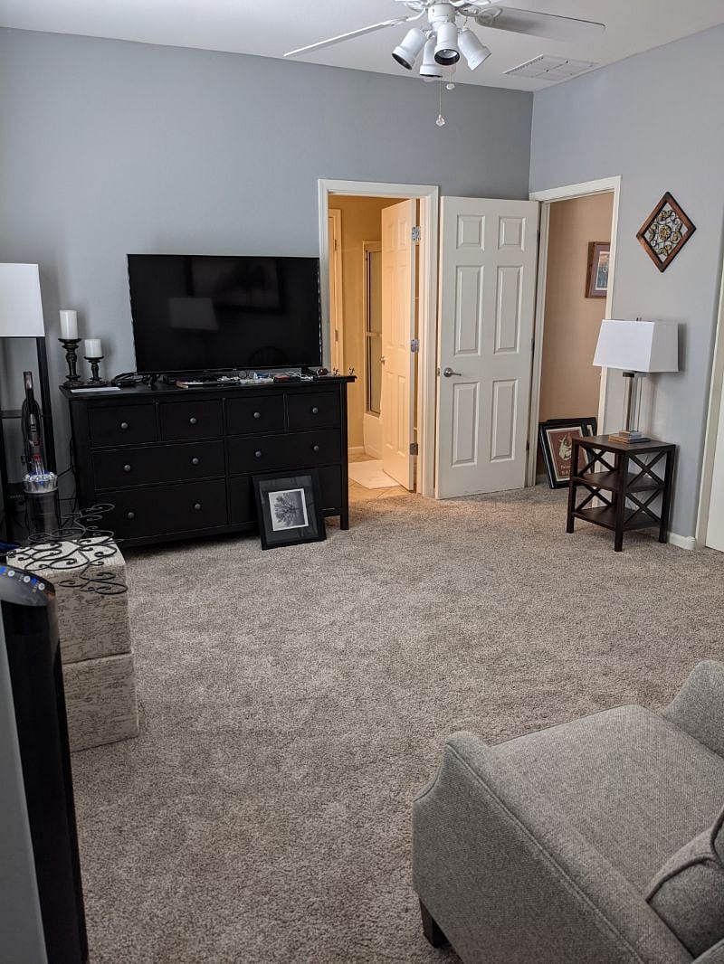 Upstairs 2 Room Suite Sitting Area with View to Full Private Bath and Entrance