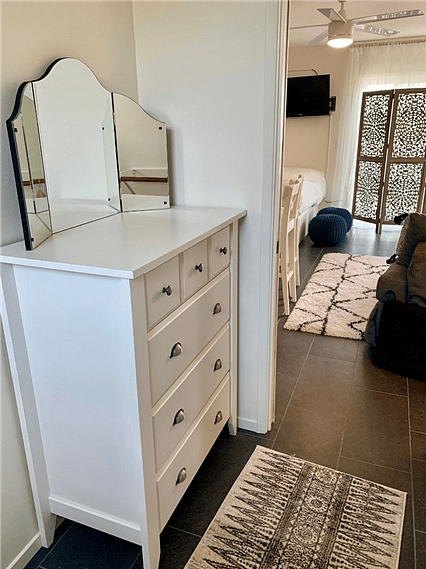 Lots of storage - in the closet, living area and bath, too!