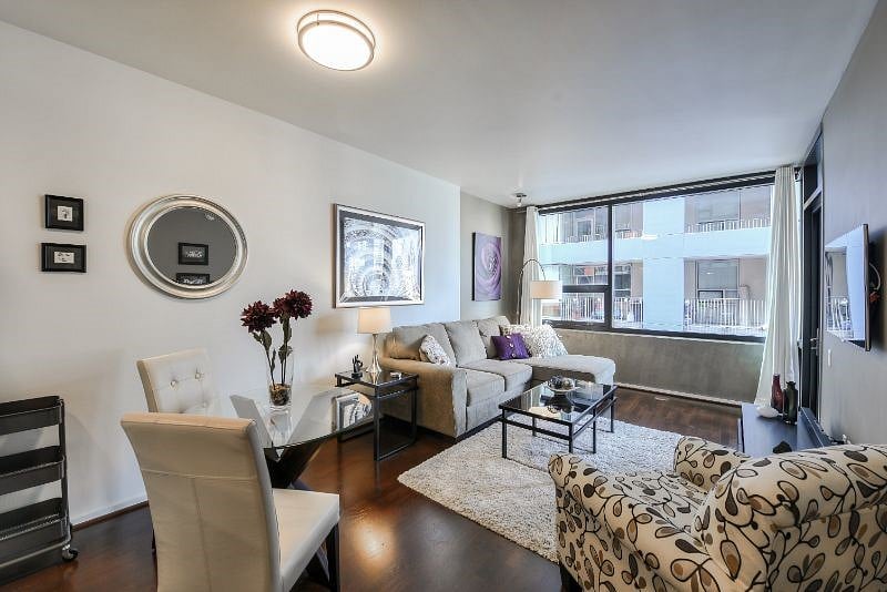 Living room with comfortable furnishings.