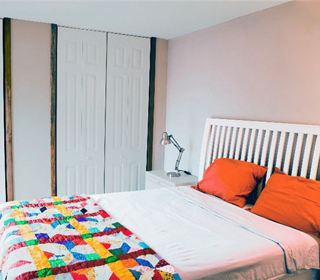 Large closets, new bedding & mattress. Includes new chest of drawers and side tables.