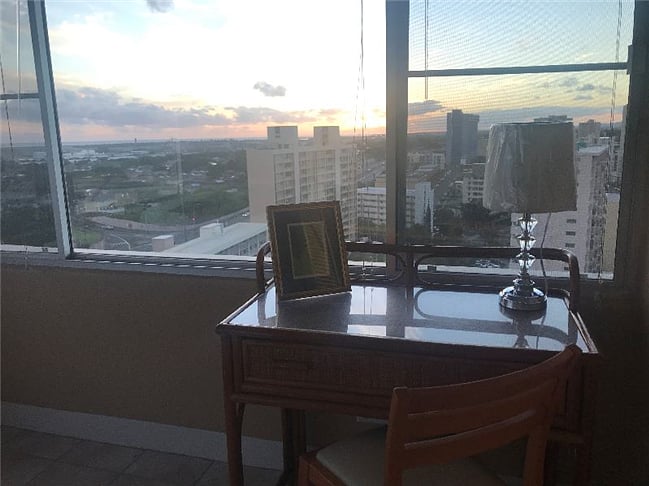 Desk looking toward sunset 