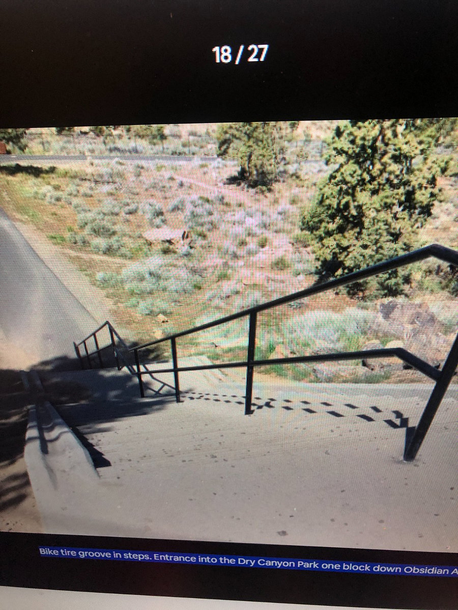 Bike friendly staired entrance to the Dry Canyon Park & Trails.  One block away.