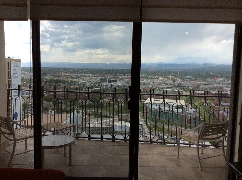 View from living room to balcony facing SW Mountain View afternoon sun