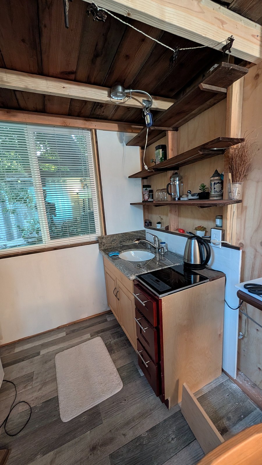 Kitchen sink induction cooktop & shelves