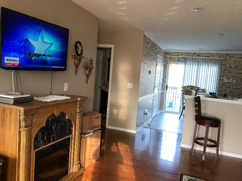 Living room/ kitchen/ half bath 