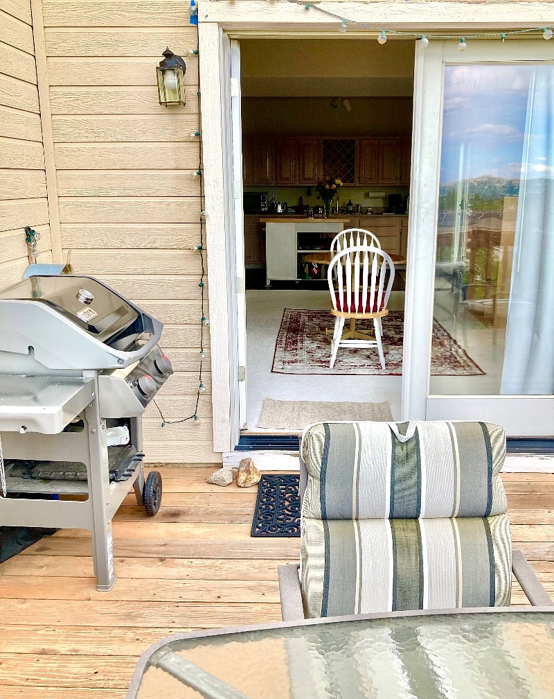 Dining area leading to private deck, facing East is perfect spot for coffee and sunrise.