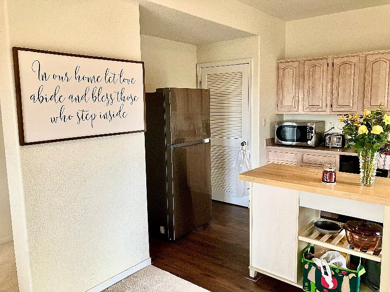Laundry facilities behind white door