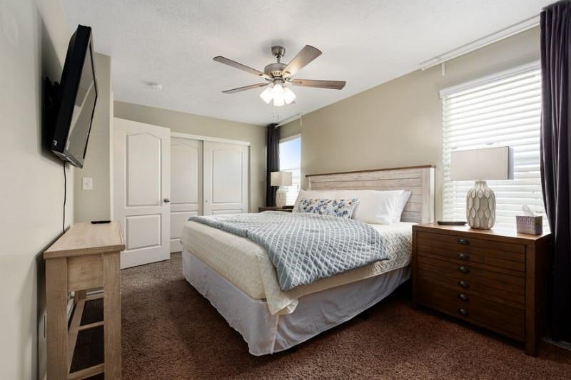 Master Bedroom with king bed and 50" tv