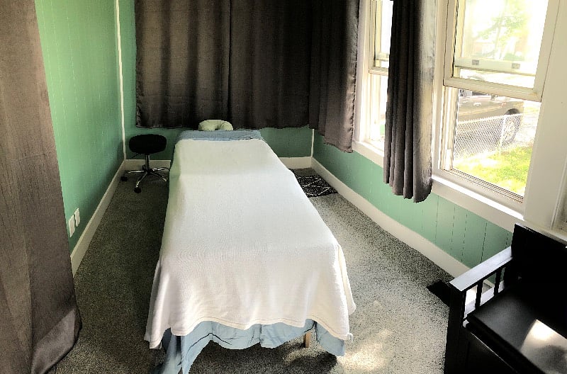 In house massage room, my wife is a licensed massage therapist (house mates get a discount)