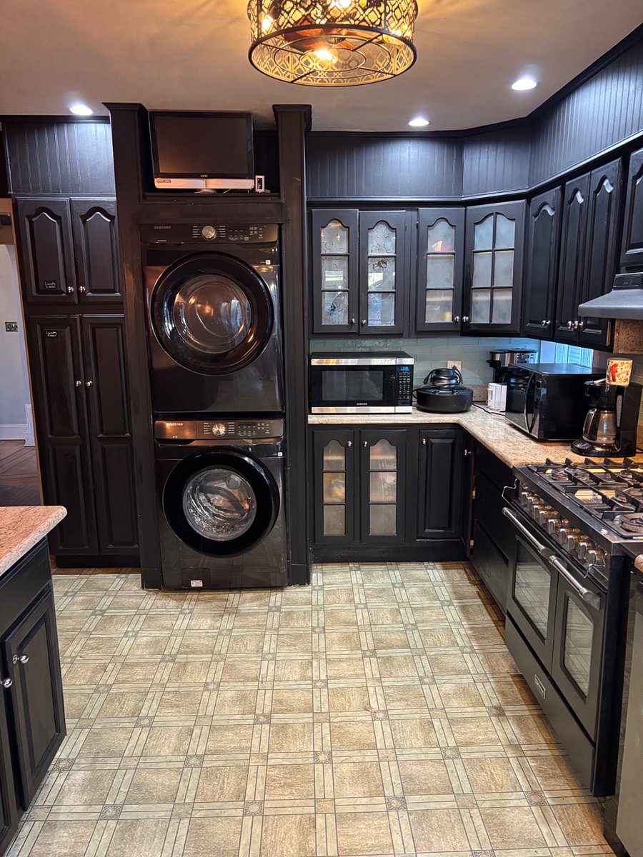 Washer/Dryer unit
Laundry supplies in closet to the left
