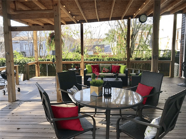 Dine outside on the shaded & private back porch.