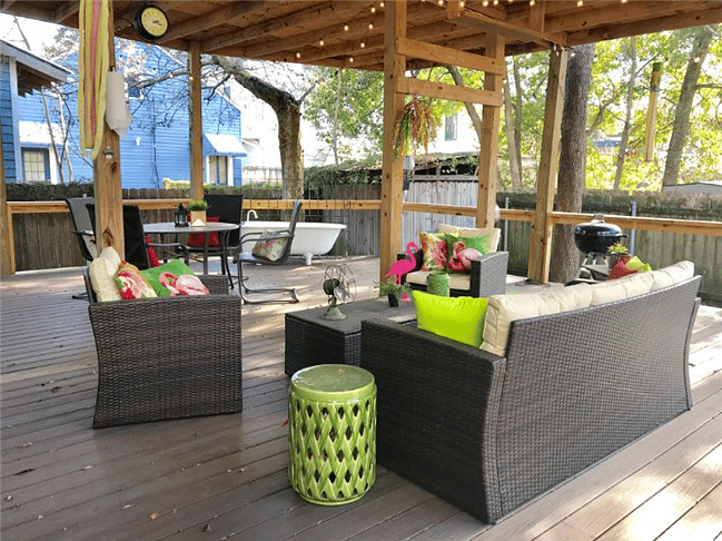 This beautiful private back porch is common area shared with owner's unit