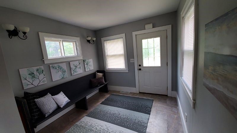 This nook, on the east side of the house, is a favorite spot for morning coffee and a good book.