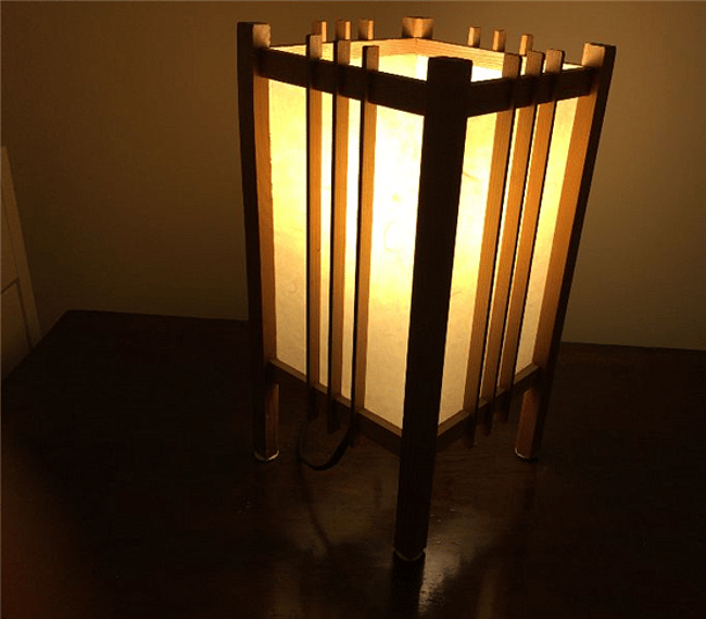 Shoji-style lamp at bedside