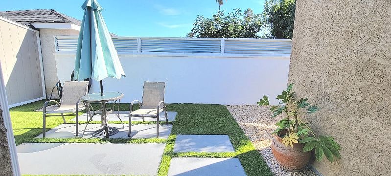 Your own patio table and umbrella may be changed as sun damage fades the colors.