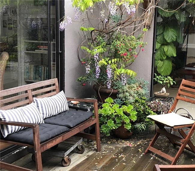 This is our deck. During spring, summer and fall the deck offers a peaceful place to drink coffee or sip wine