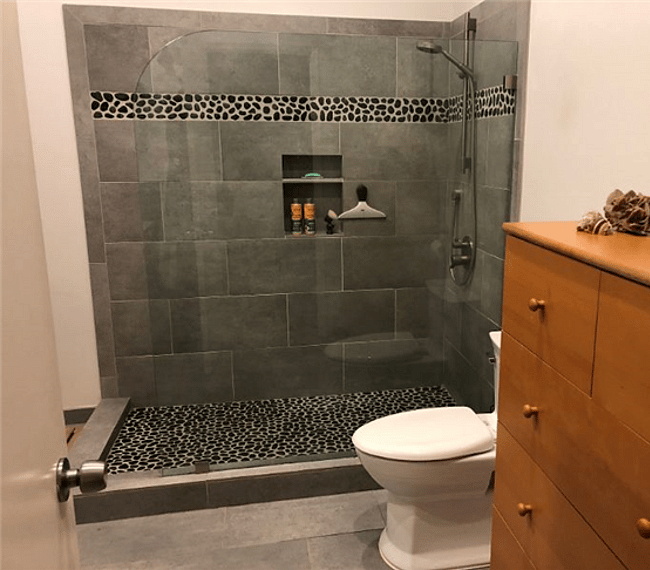 Bathroom has spacious walk-in shower, shampoo, conditioner and soap provided.
