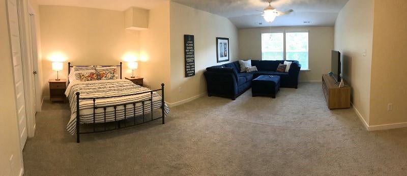 Private entire third floor bedroom and sitting area with 55 inch TV