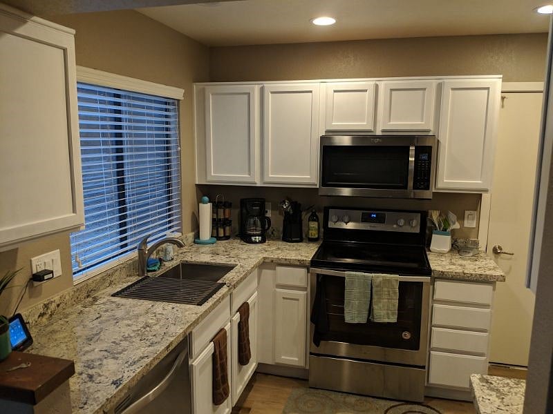 from the dining room looking at kitchen