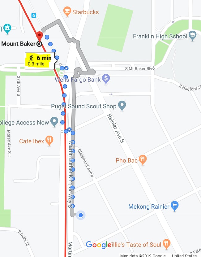Light rail (train/subway) distance