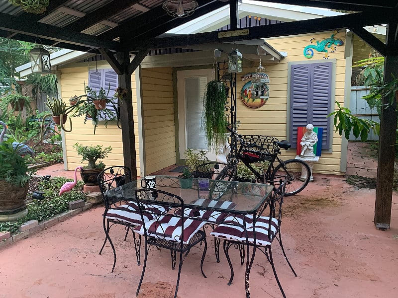 Step out the door into the courtyard