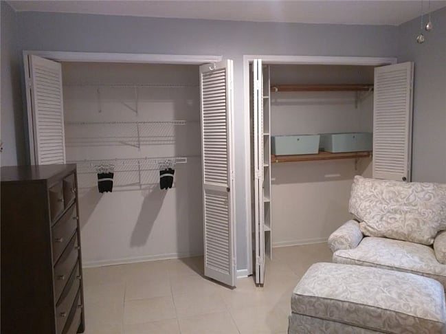 Bedroom has wall to wall closet.