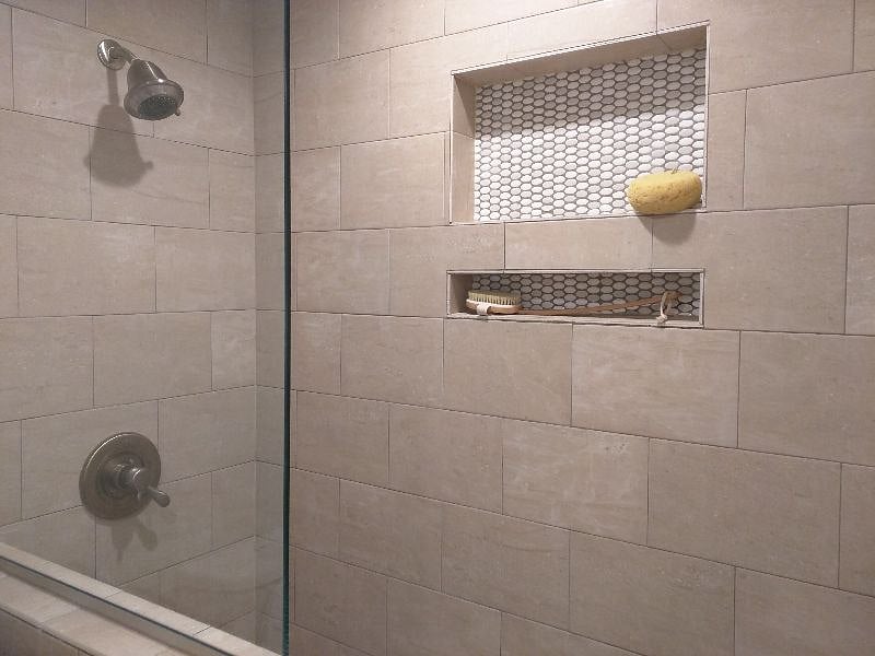 Large walk-in shower.