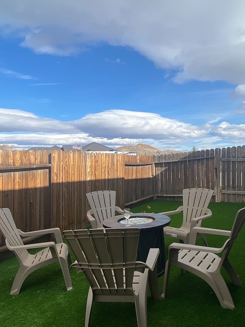 Backyard Gas Fire Pit and Chairs