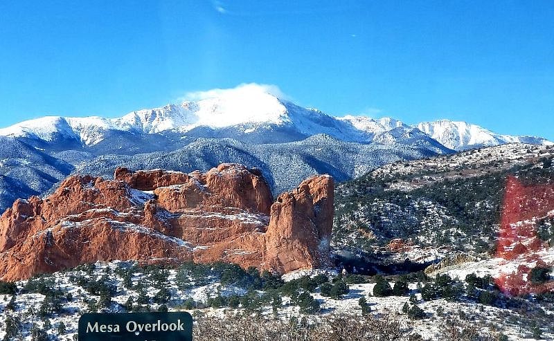 Garden of the Gods, and Pikes Peak, just around the corner.