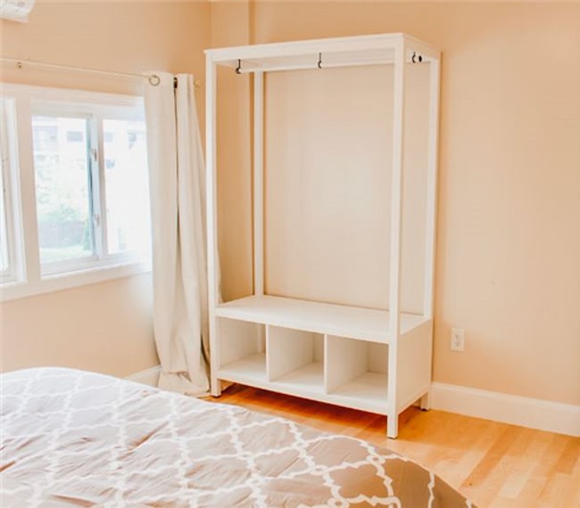 A wardrobe to hang up your clothes and store your things during your stay