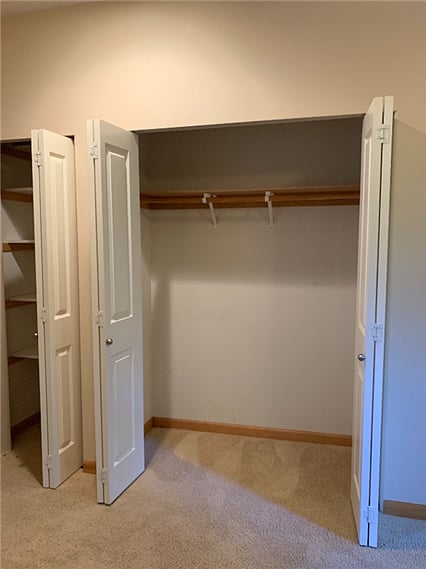 large identical closets in each bedroom