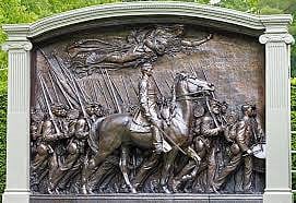 This is Saint Gaudens' Shaw Memorial commemorating the Massachusetts 54th: Captain Robert Gould Shaw and the Black regiment from Boston that fought in the Civil War. The large, impressive relief was commissioned by the Shaw family for the Boston Common, across from the Boston State House.