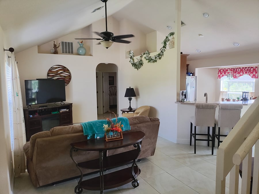 Shared living room and kitchen area