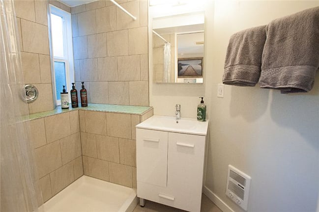 Spa-like shower with quiet ceiling fan