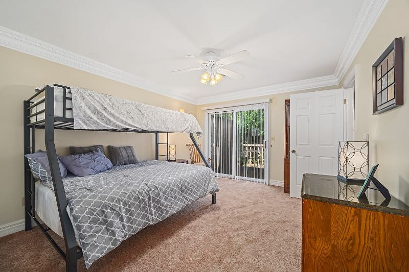 Bedroom 1 has Queen with X-Long Twin on Top, Both Pillowtop Mattresses, California Closets for storage
