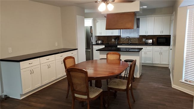 Large dining room and kitchen