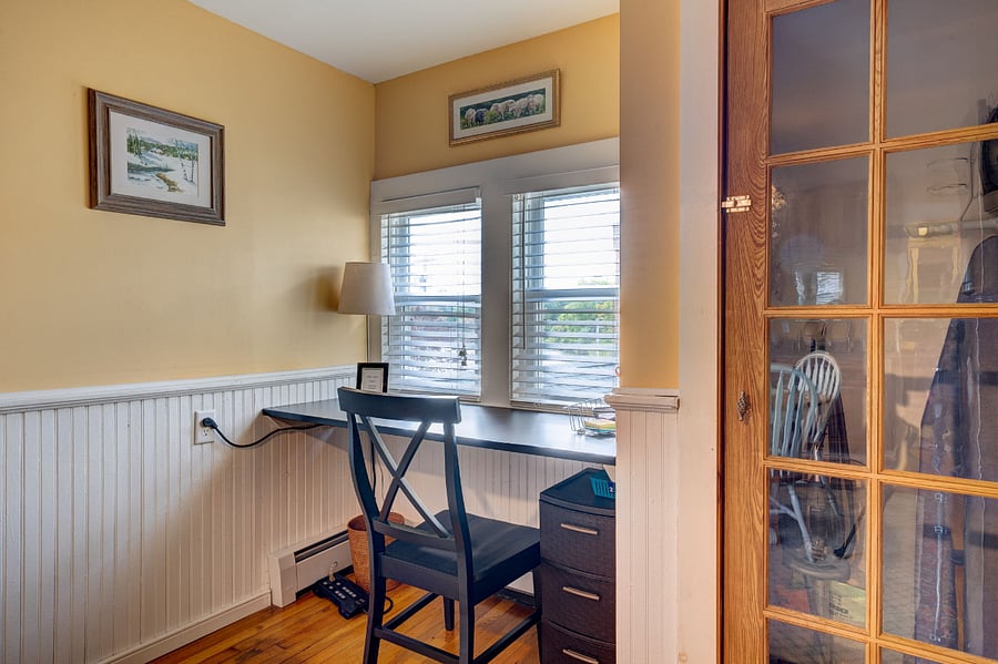 Built in office nook located in the country kitchen.
