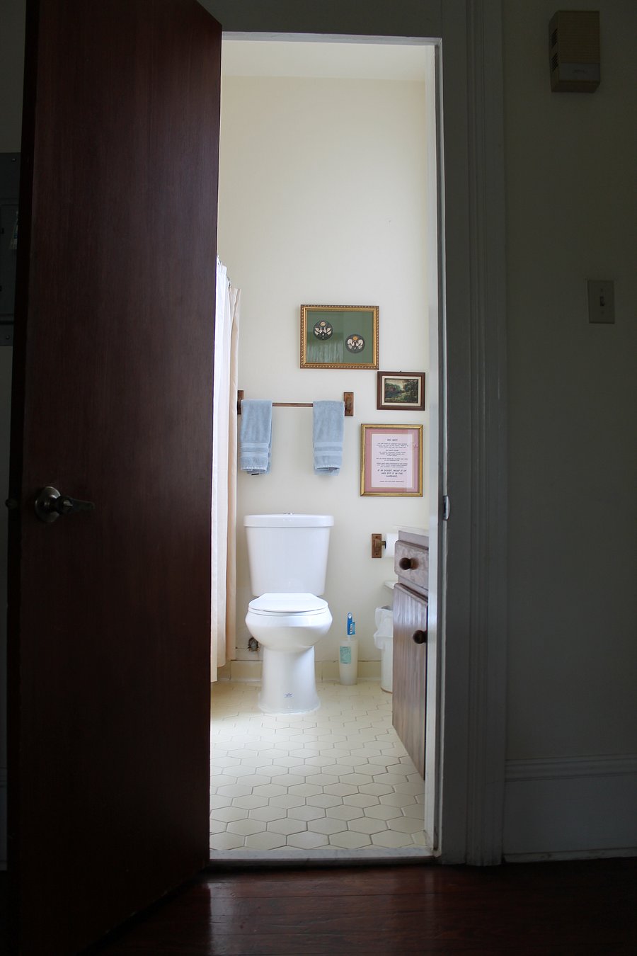2nd view of the first bathroom off the kitchen